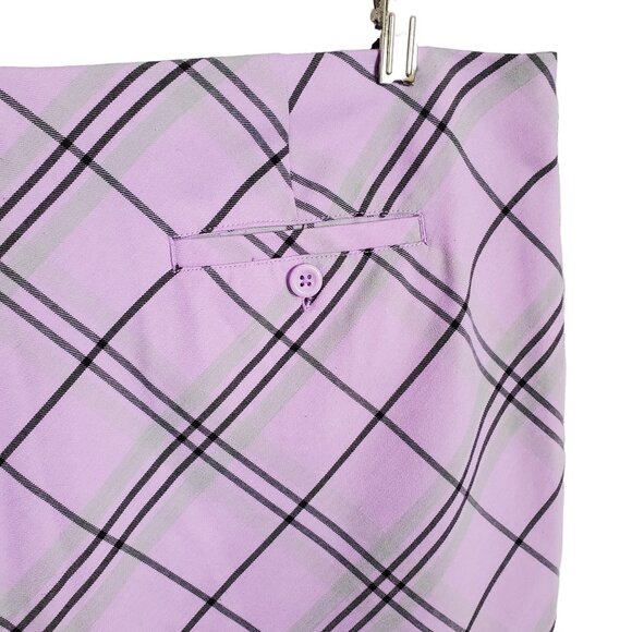 Greg Norman Size 14 Skort Golf Skirt Shorts Pockets Side Zip Lined Purple Plaid - Picture 9 of 10